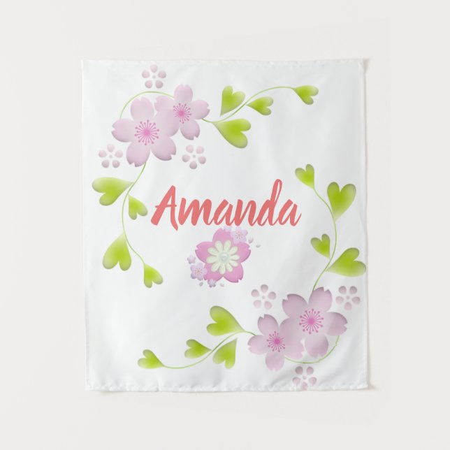 Tapiz Florecimiento de cerezo Sakura al estilo Kawaii (Anverso)