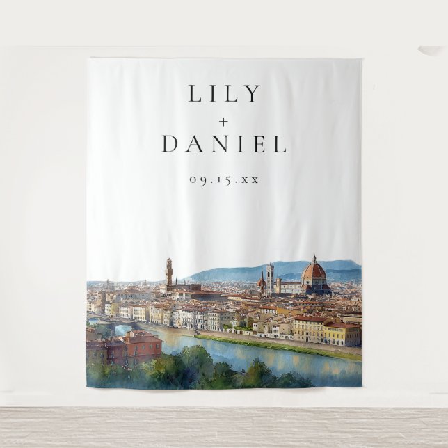 Tapiz Florence Italian Wedding Photo Backdrop (Anverso)