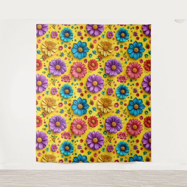 Tapiz Flores 3D coloridas (Anverso)