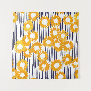 Tapiz Flores amarillas: cosecha pintada a mano