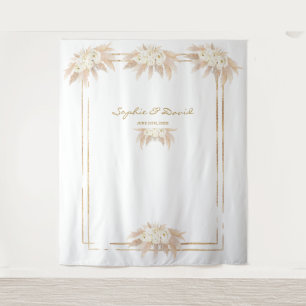 Tapiz Flores Blancas Hierba de las Pampas Fotomatón Boda