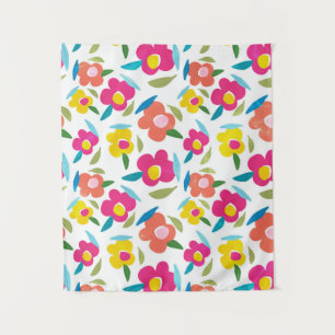Tapiz Flores brillantes en blanco