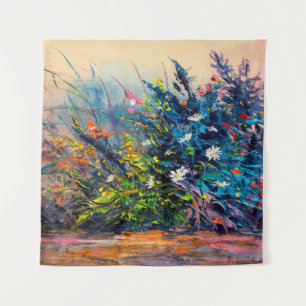 Tapiz Flores de aceite, flor de maíz, margarita en los c