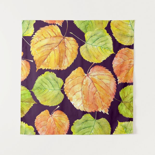 Tapiz Flores de acuarela otoñales, patrón sin costuras. (Anverso)