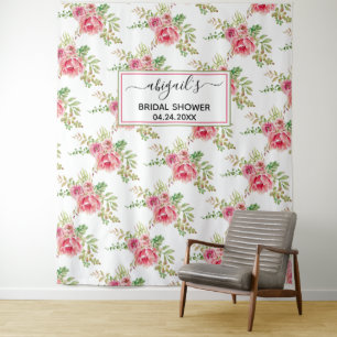 Tapiz Flores de acuarela rosa para despedida de soltera 