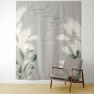 Tapiz Flores de Anthurium Smokey Teal Pasto Pampas Marfi