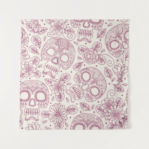 Tapiz Flores De Calavera: Día Mexicano Sin Maravillas.