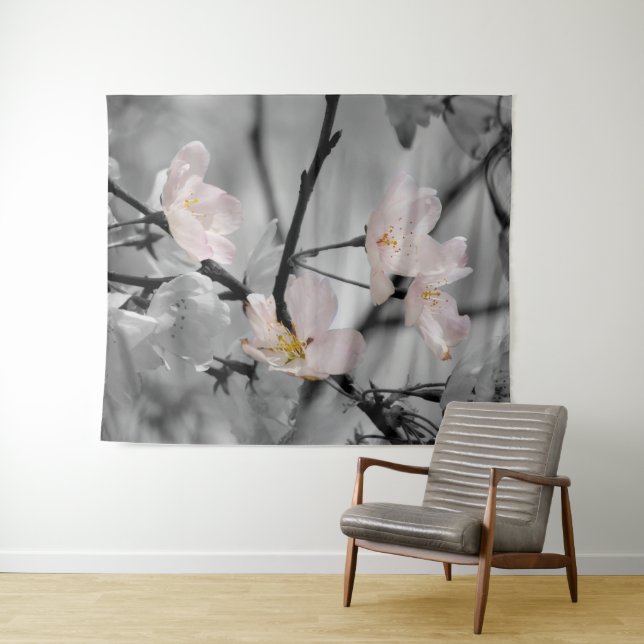 Tapiz Flores de cerezo rosa y gris (In situ (horizontal))