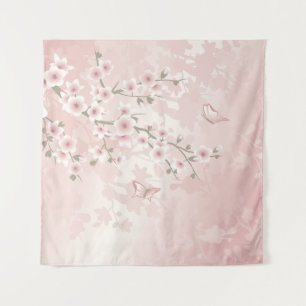 Tapiz Flores de Cerezo Rosadas Florales Vintage