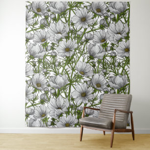 Tapiz Flores de cosmos blancos