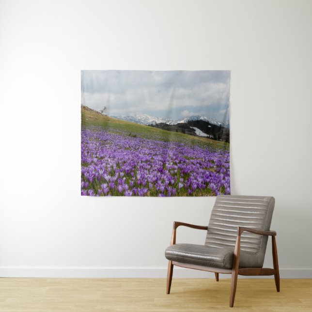 Tapiz Flores de croco en Velika Planina, Eslovenia (In situ (horizontal))