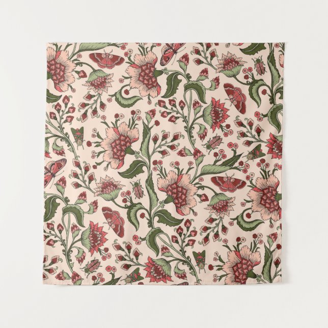 Tapiz Flores de fantasía Mano paisley dibujada (Anverso)