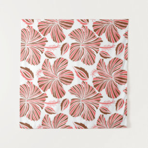 Tapiz Flores de hibisco hawaiano: estilo tropical marrón