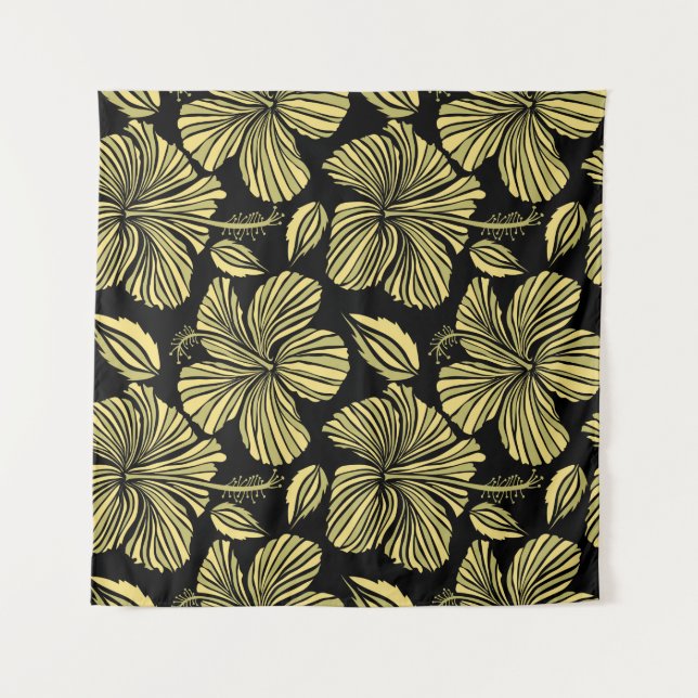 Tapiz Flores de hibiscos tropicales sin costura (Anverso)