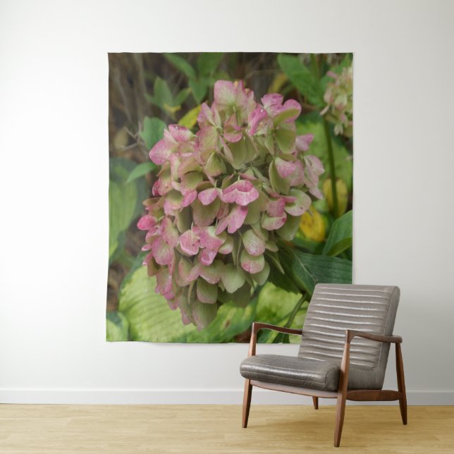 Tapiz Flores de Hortensia de Otoño con Hojas Doradas de  (In situ)