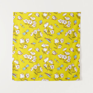 Tapiz Flores de insectos mariposas: Patte sin foco de ve