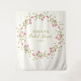 Tapiz Flores de jardín rosadas rústicas para ducha nupci