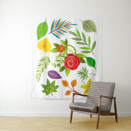 Tapiz Flores de jungla con flores botánicas