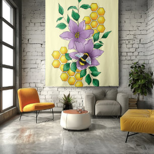 Tapiz Flores de lavanda de abedul amarillo