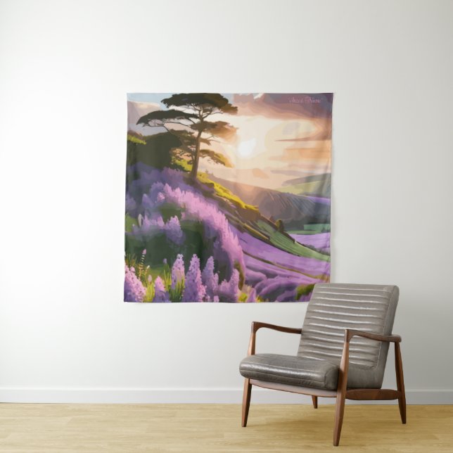 Tapiz Flores de Lilac florecen en las colinas al atardec (In situ)