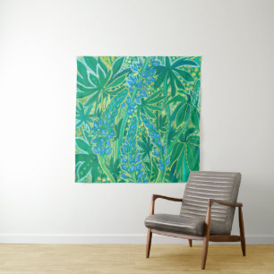 Tapiz Flores de lupa, pintura floral de verano con flore