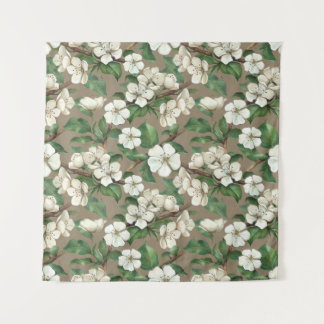 Tapiz Flores de manzana acuarela: Patrón de vintage.