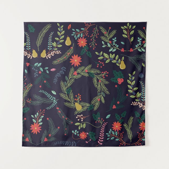 Tapiz Flores de Navidades dibujadas a mano: colección vi (Anverso)