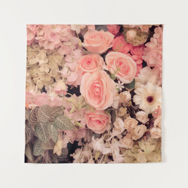 Tapiz Flores de pared textura retro - filtro de efecto v (Anverso)