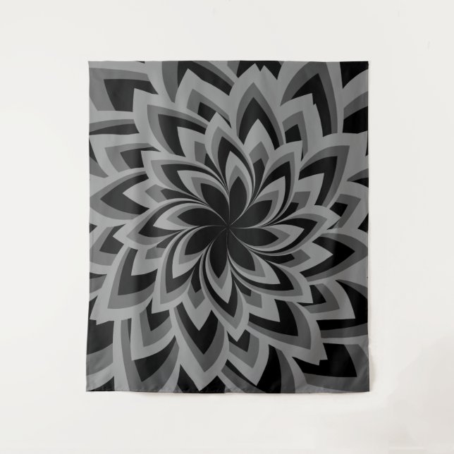 TAPIZ FLORES DE PINO NEGRO Y BLANCO (Anverso)