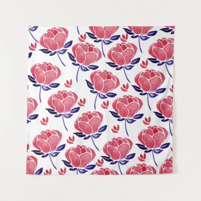 Tapiz Flores de primavera, acuarela sin costuras. (Anverso)