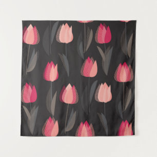 Tapiz Flores de tulipán rojo abstracto moderno patrón si
