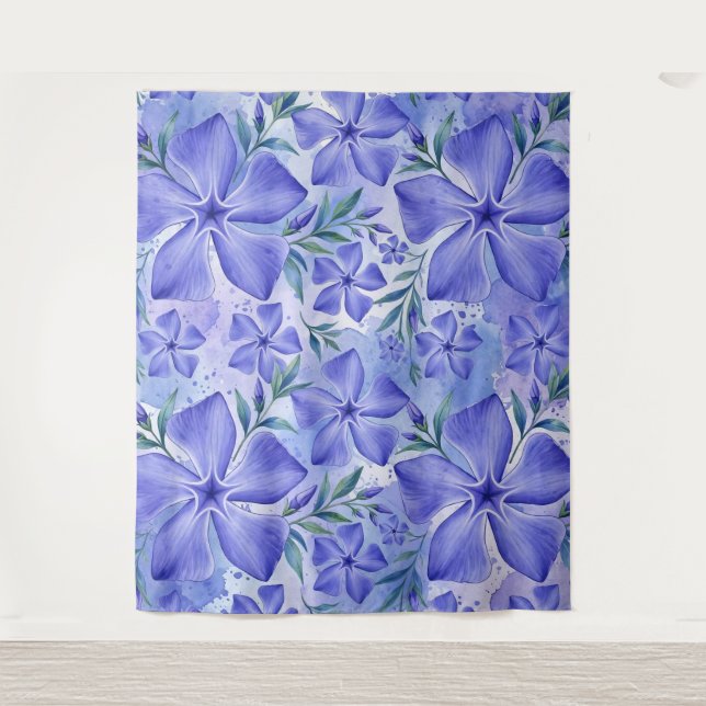 Tapiz Flores de Vinca Azul Violeta Vinca (Anverso)