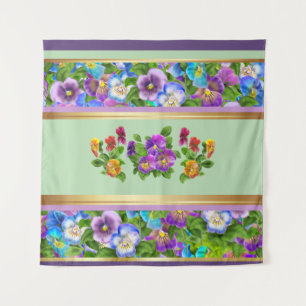 Tapiz Flores de Violeta Pensativa Patrón Floral Acuarela