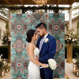 Tapiz Flores elegantes de cobre turquesa formales