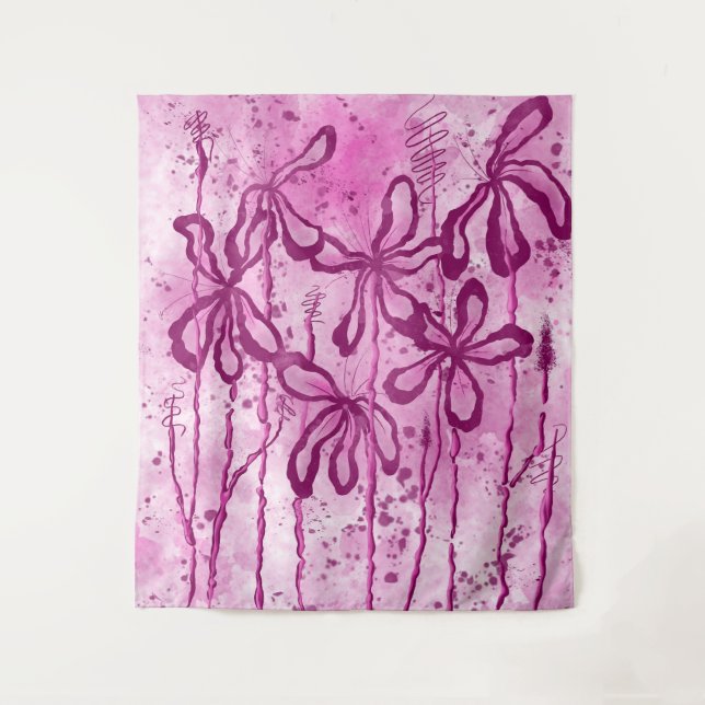 Tapiz Flores entintadas cielo rosado (Anverso)