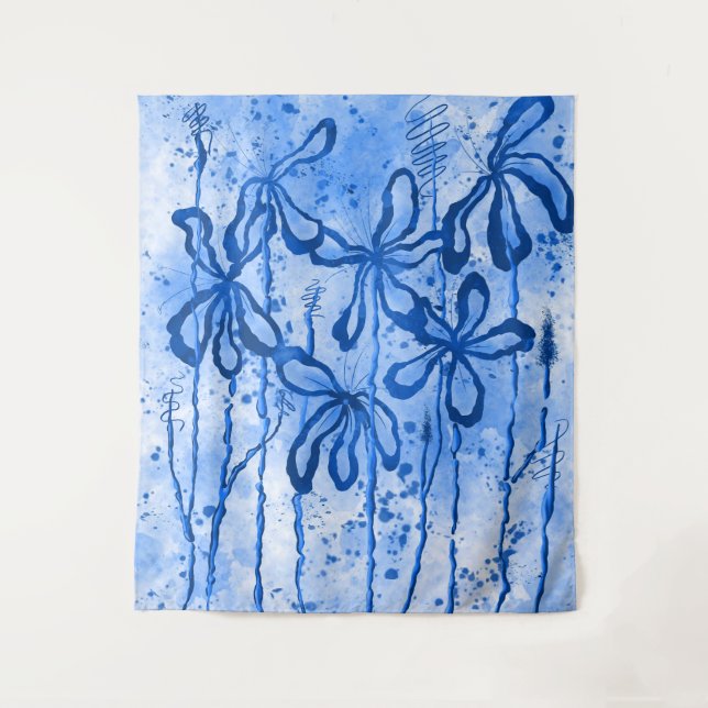 Tapiz Flores entrelazadas cielo azul (Anverso)