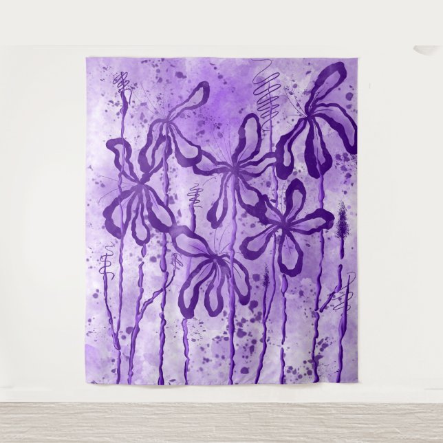 Tapiz Flores entrelazadas Lilac Sky (Anverso)