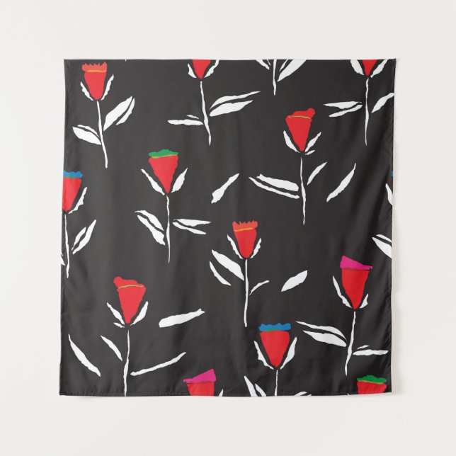 Tapiz Flores estilizadas: Elegancia de patrones de época (Anverso)