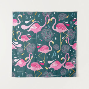 Tapiz Flores Flamingos: Gráfica Oscura Sin Maravillas.