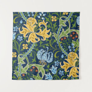 Tapiz Flores grandes florales: Vintage verde oscuro