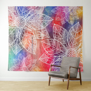 Tapiz Flores Mandala Bohemio Acuarela