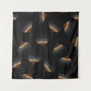 Tapiz Flores marrones, fondo negro transparente.