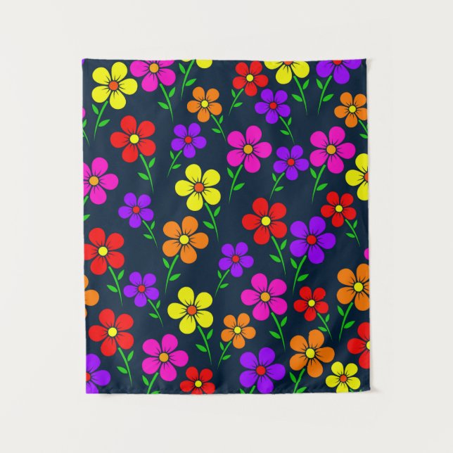 Tapiz Flores Multicolores Patrón Floral (Anverso)