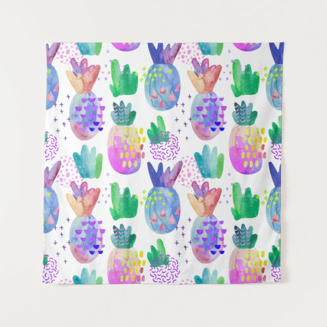 Tapiz Flores otoñales pintadas a mano, patrón sin fisura (Anverso)