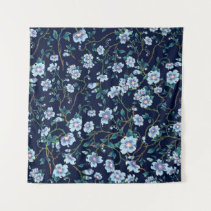 Tapiz Flores para niños: azul oscuro sin costura