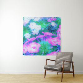 Tapiz Flores Phlox en los jardines rosa, verde, azul y b