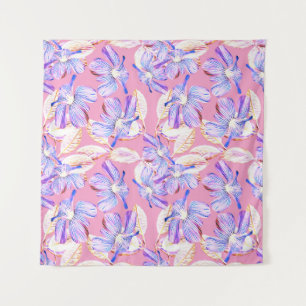 Tapiz Flores Púrpura: Elegancia Floral acuarela.