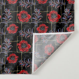 Tapiz Flores rojas en negro.