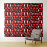 TAPIZ FLORES ROJOS NEGROS DE ART DECO,FLORES DE PARROS B<br><div class="desc">Elegante y vibrante ilustracion de moda floral de estilo Art Deco francés con loros blancos y flores.</div>