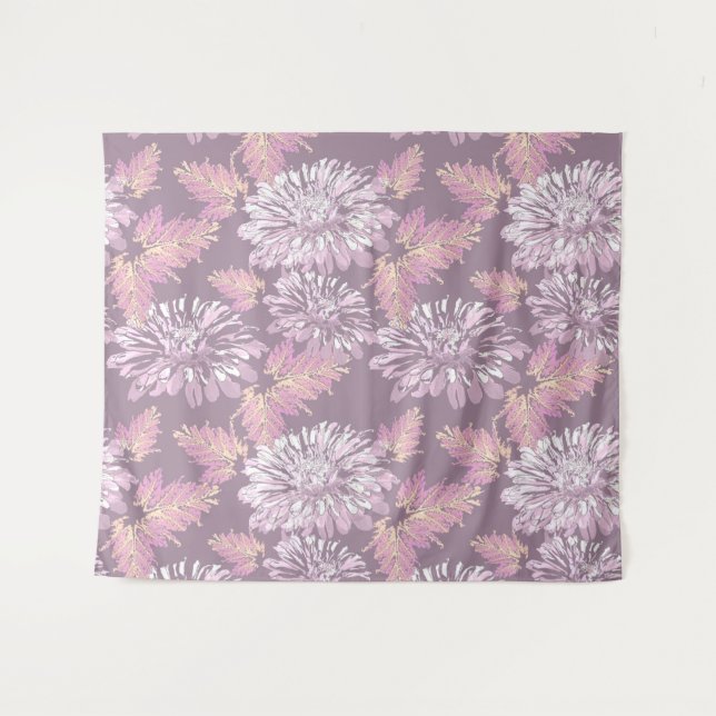 Tapiz Flores rosadas, acuarela, retro (Anverso (horizontal))